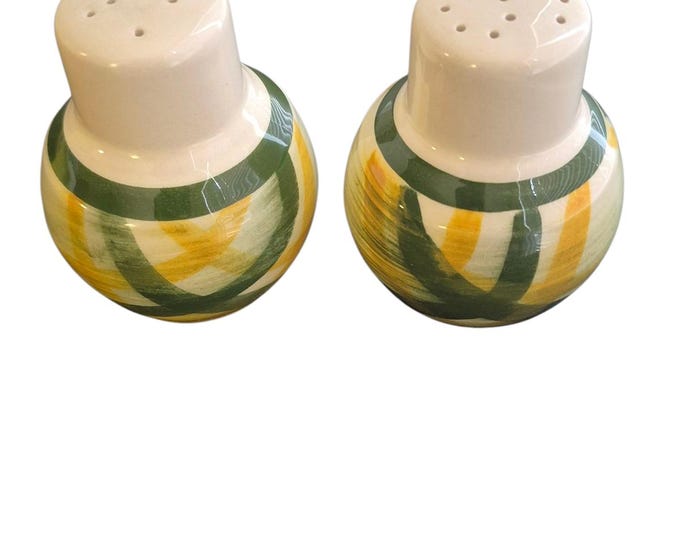 Vintage Vernon Kilns Gingham Salt and Pepper Cheerful MCM Western USA Lot 1