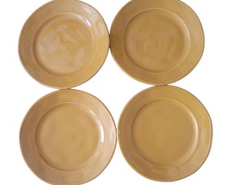 Euro Ceramic Portugal SAFARI Burnt-Orange Stoneware Salad Plates 9 in Boho Set 4