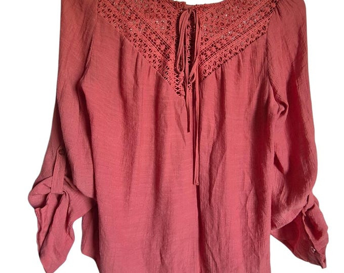 Sweet Wanderer Ladies Top Size Large BOHO Cottage Peasant Country Gauzy Whimsy