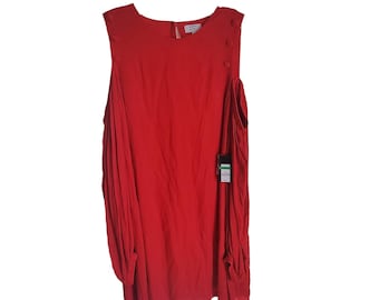 Red Dress Crown & Ivy Cold Size L Shoulder Lined Holiday Boho Party Glam New