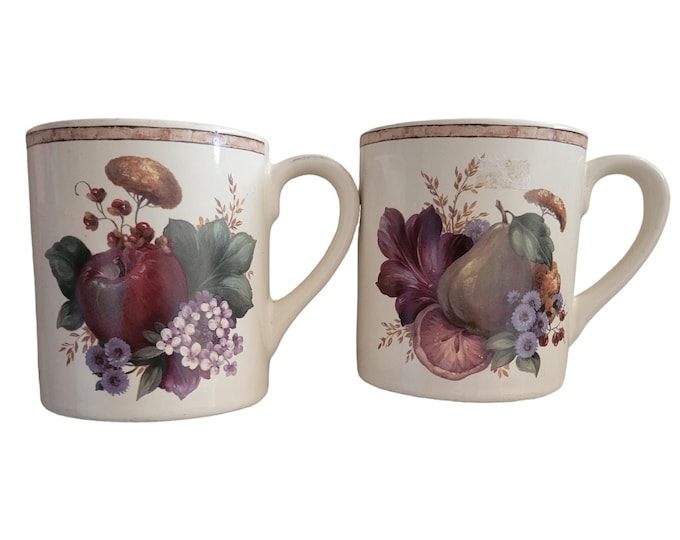 Pamela Gladding Windsor Certified International Corp Apple Mugs Cups Set of Two