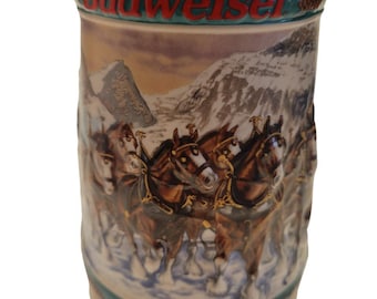 Vintage Beer Mug Budweiser Holiday Stein 1993 “Special Delivery” – Great Condition – Clydesdales