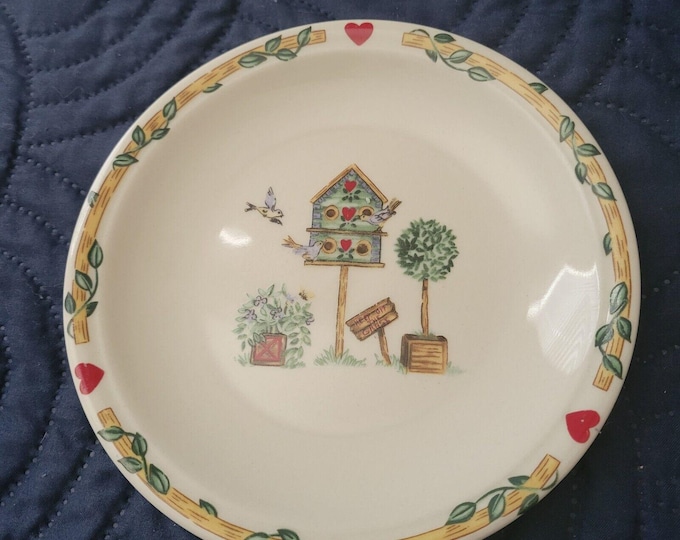 Thomson Pottery Birdhouse Bread Plates: Vintage Salad Dishes, Set of 5