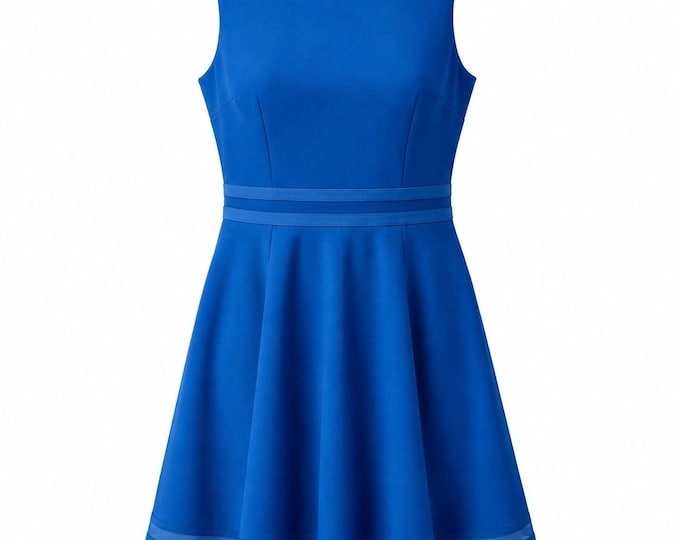 Calvin Klein Fit & Flare Dress Women 22W Blue Mesh Inset Sleeveless NWT Wedding