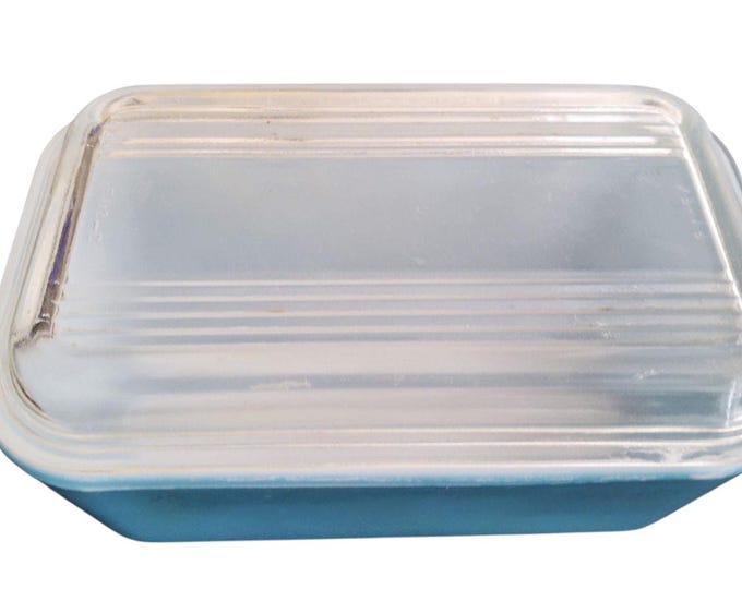 Vintage Blue PYREX Dish 502B Ribbed Lid 502C Primary Color Collection 1949-1960