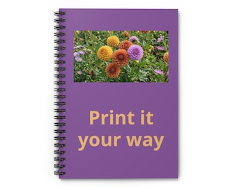 Personalized  Floral  Spiral Organizer Notebook | Purple Ruled Journal Gift