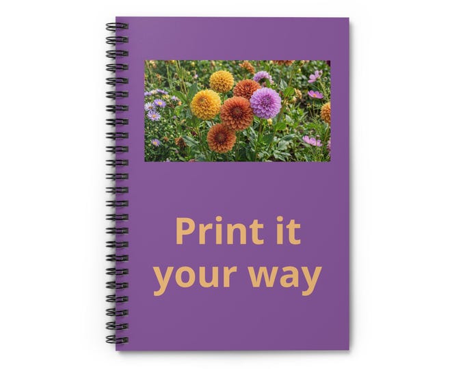 Personalized  Floral  Spiral Organizer Notebook | Purple Ruled Journal Gift