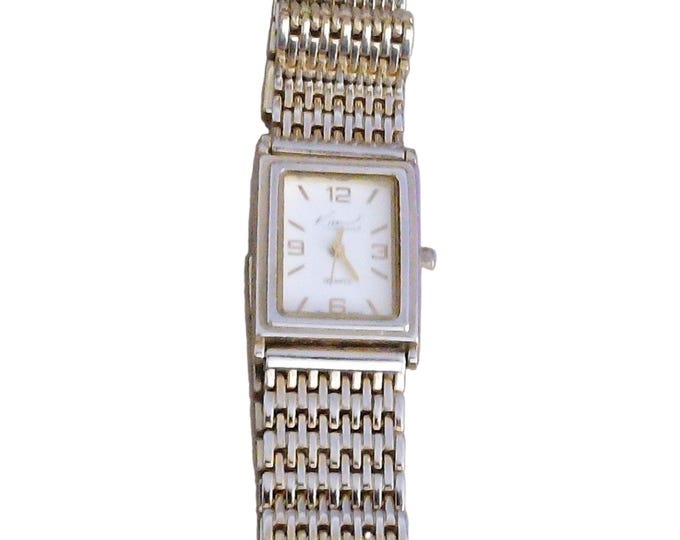 Kim Rogers Womens Tank Watch Silver mesh band New Battery Very Good Retro Formal