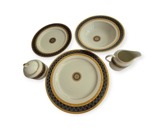 Mikasa Ventana Onyx Fine China Set - Charger, Bowl, Dinner, Sugar Creamer — Mint