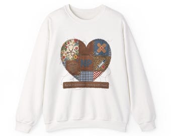 Unisex Faux Patchwork Heart sweatshirt | Quilted heart design with bandage Gift