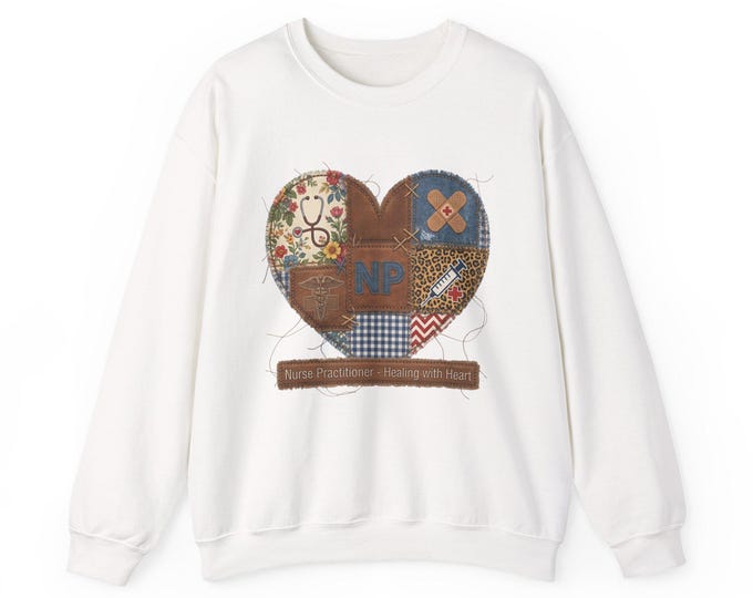 Unisex Faux Patchwork Heart sweatshirt | Quilted heart design with bandage Gift