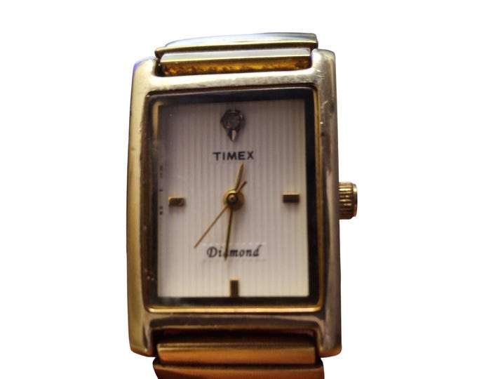 Timex Women’s Tank Watch Y2K Vintage 2003 Rectangular Dial Metal Bracelet Minimal Classic Style