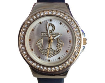 Womens Cuff Watch Nautical design Singapore Movement 1970s style Unique Vintage