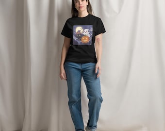 Halloween Womens Mens Unisex Clothing Classic Tee Shirt Pumpkins Ghost