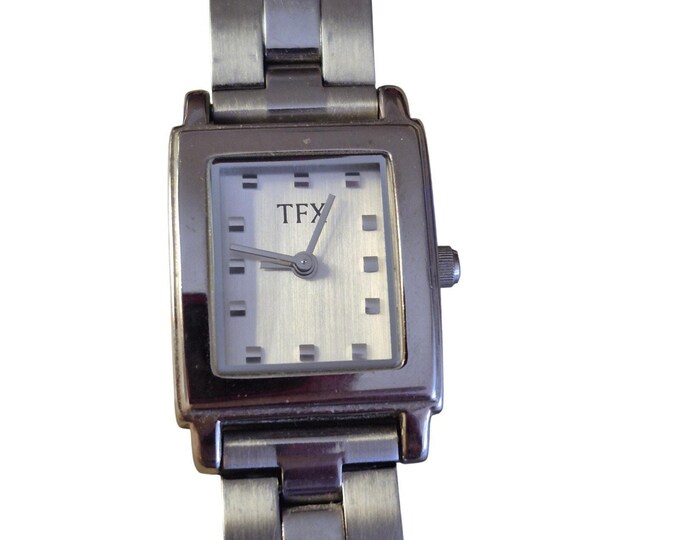 TFX by Bulova Ladies Watch New Battery Tank styled Silver toned Minimalist