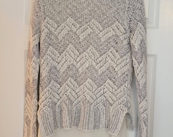 Y2K Lucky Brand Women’s Sweater Size L Wool Gray Shimmer  Knit Lined Boho Chic
