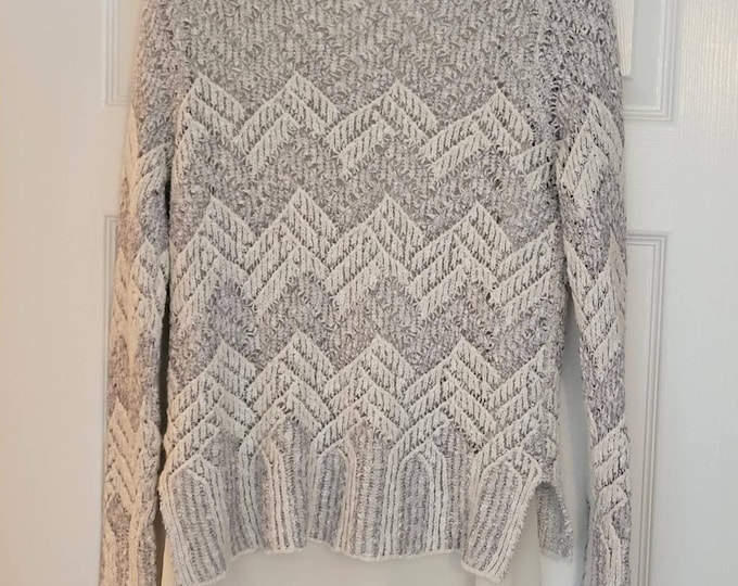 Y2K Lucky Brand Women’s Sweater Size L Wool Gray Shimmer  Knit Lined Boho Chic