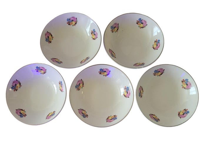 Vintage 30s Country Gentleman by Cavitt Shaw WS George Fruit Bowls Set 5