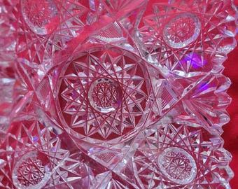 Antique American Brilliant Period Cut Nappy Trinket Jewelry Dish Sawtooth Mint