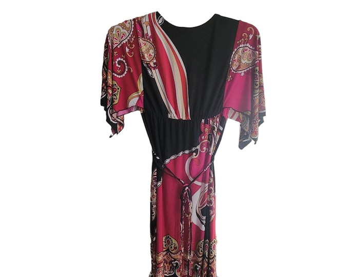 Carole Little Dress Vintage Size 12 BOHO Geometric  Knee Length Hippie
