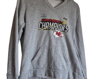 Fanatics Hoodie Women XL Gray KC Chiefs Super Bowl LIV Champions Pullover Athlei