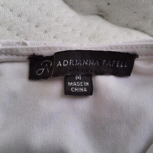 Adrianna Papell White Eyelet Top Size Medium Lined Cottage Fairy Flutter Sleeves image 2