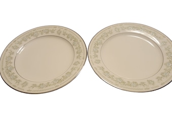 Vintage Noritake Lexine Salad Plates - Ivory China with Platinum Trim (Set of Two)