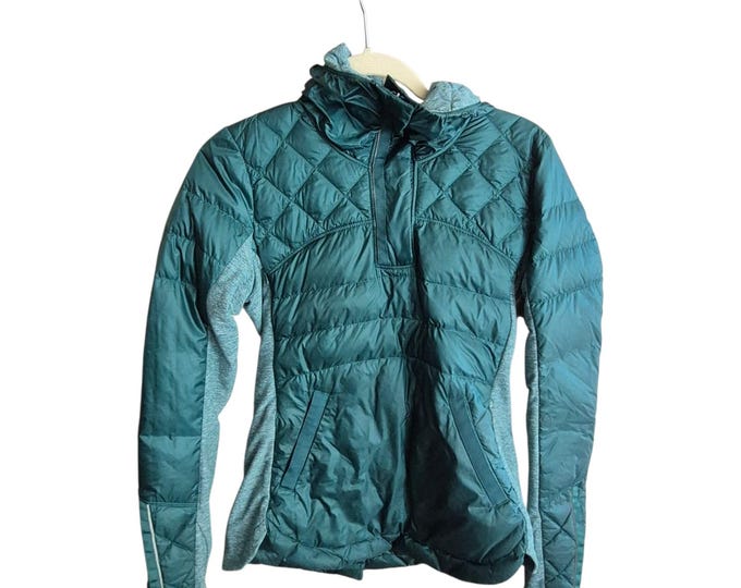 Lululemon Athletica Jacket Goose Down For A Run Pullover Size 6 Teal Puffer Chic