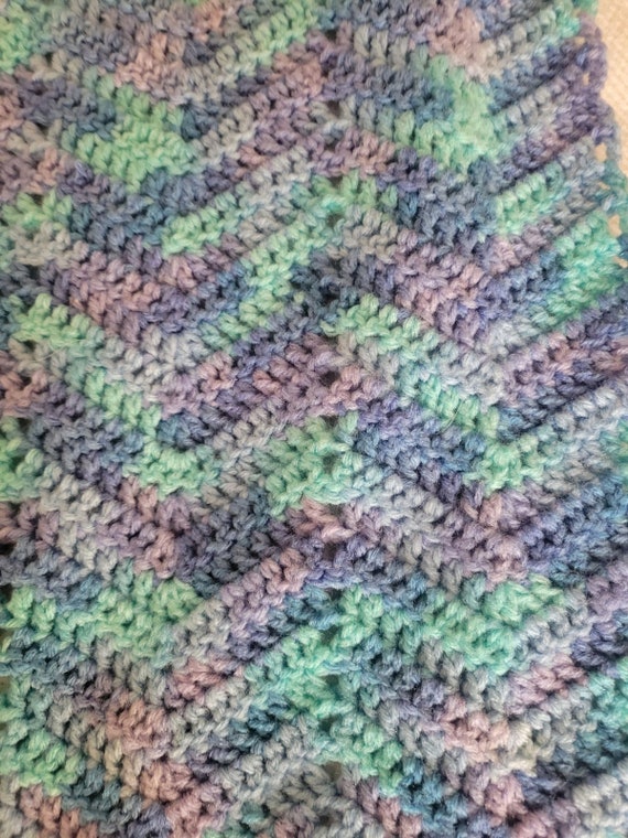 Blues, Purple Teal and Lavender Crochet Blanket 56