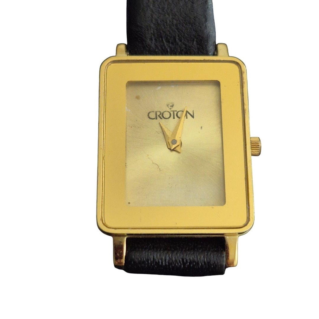 Croton Tank Croton Tank Women Watch Gold Tone Elegant Leather Band 24mm New Battery ...