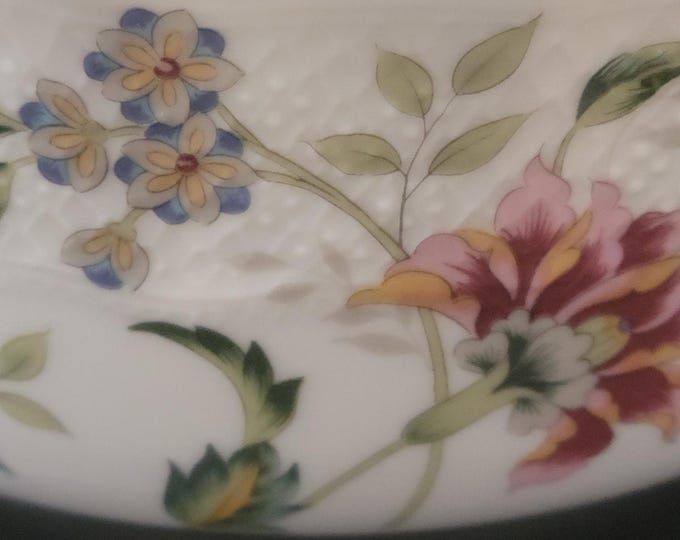Vintage Andrea by Sadek Floral Porcelain Bowl, Mid Century Scalloped Gold Trim
