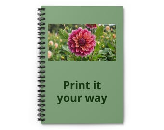 Personalized Pink Dahlia Organizer Notebook | Ruled Lined Journal Garden Floral Cover