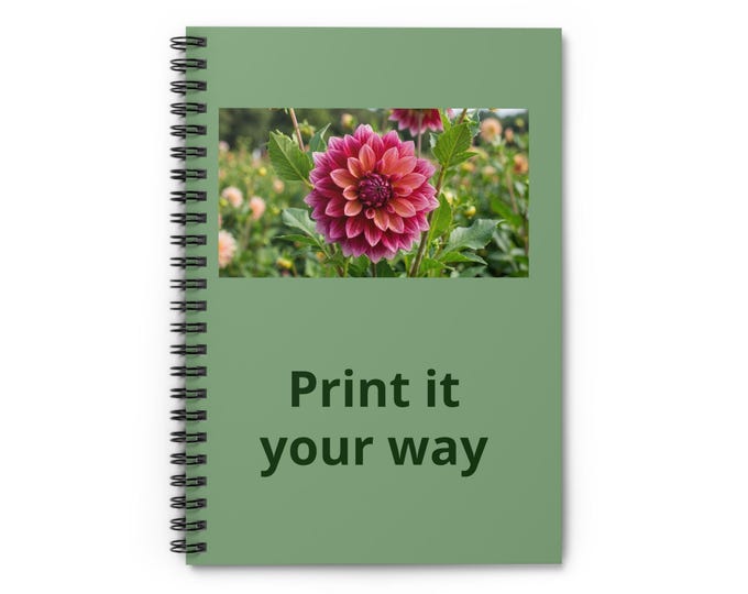 Personalized Pink Dahlia Organizer Notebook | Ruled Lined Journal Garden Floral Cover