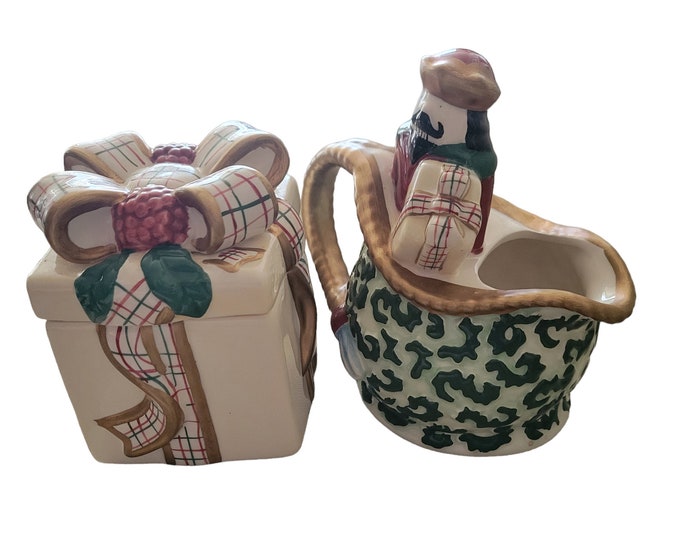 Vintage Made for Avon 2001 Christmas St Nicholas Creamer Gift Box Sugar Bowl