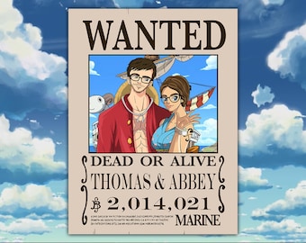 Custom Anime Wanted Poster, Personalized Custom Gift, Printable Wall Art. (Digital)