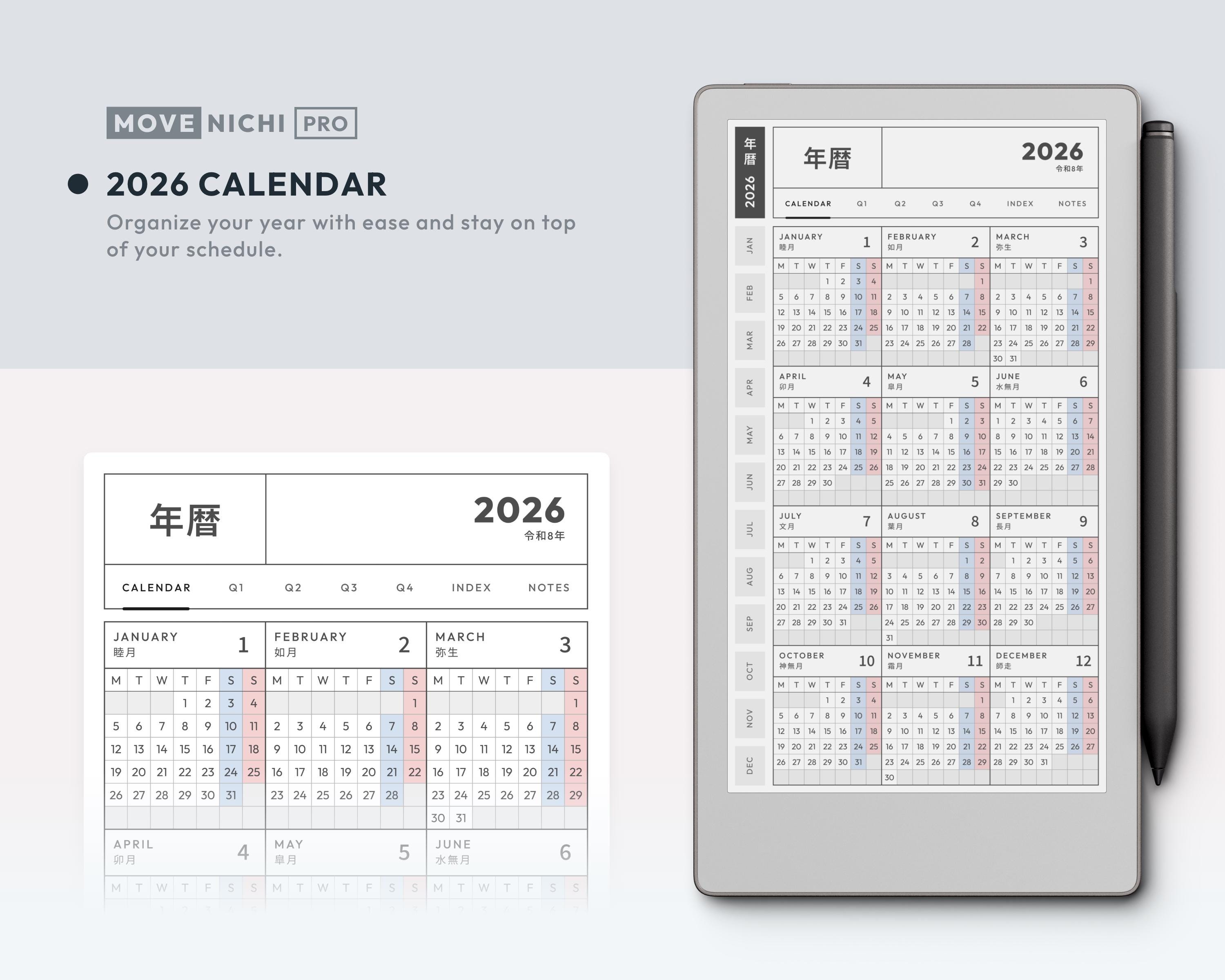 Digital Planner for Remarkable Paper Pro Move — Movenichi PRO 2026 ...