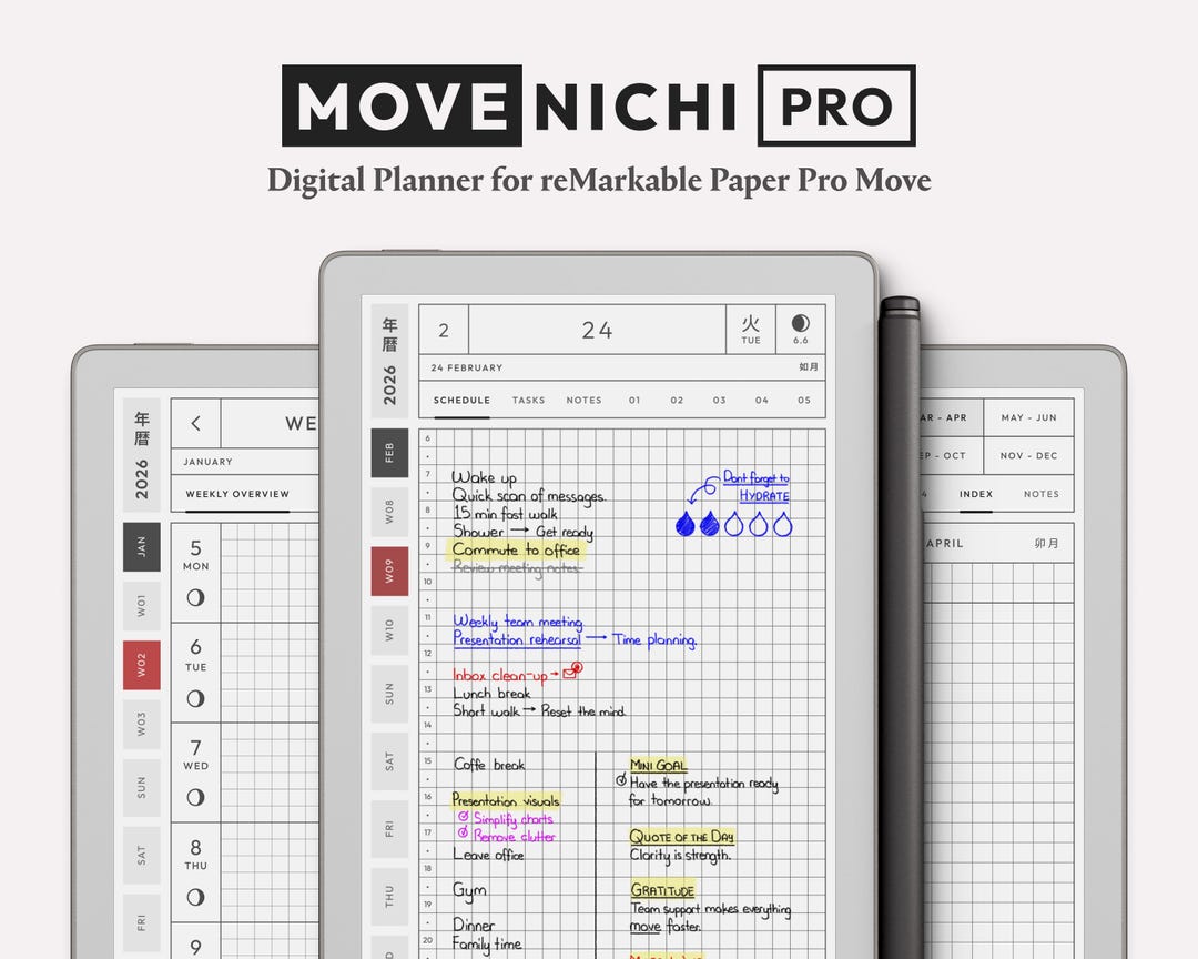 Digital Planner for Remarkable Paper Pro Move — Movenichi PRO 2026 ...