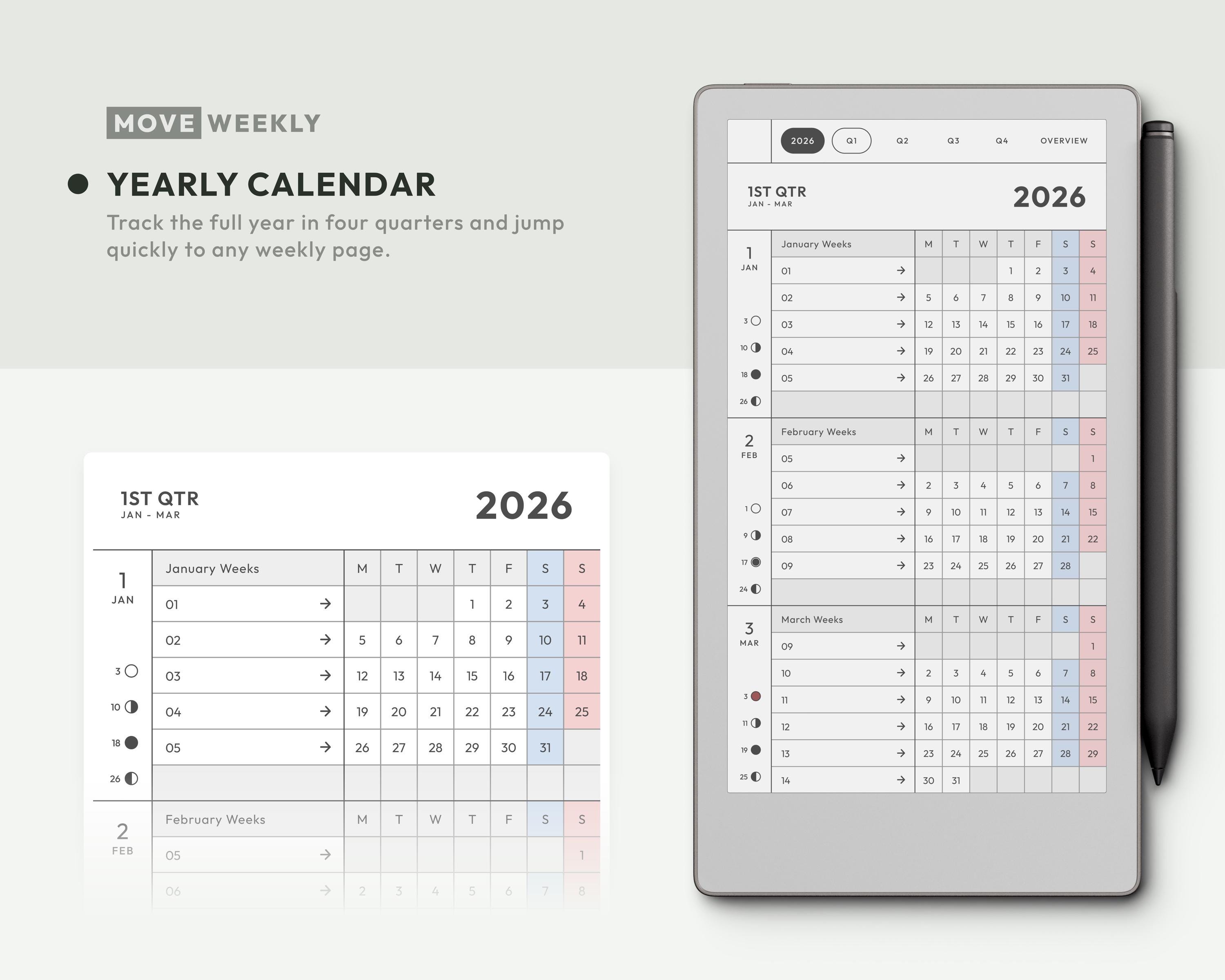 Weekly Planner for Remarkable Paper Pro Move — Moveweekly 2026 ...