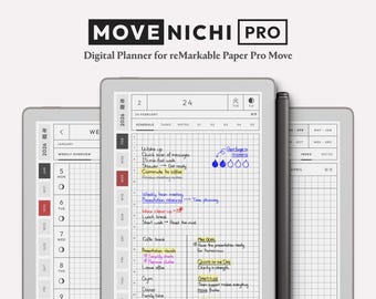 Digital planerare för reMarkable Paper Pro Move — Movenichi PRO 2026 | Hyperlänkad minimalistisk reMarkable-planeringsmall, Hobonichi-stil