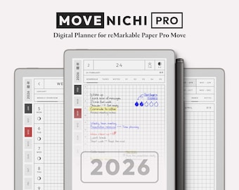 Digital Planner for reMarkable Paper Pro Move — Movenichi PRO 2026 | Hyperlinked Minimalist reMarkable Planner Template, Hobonichi Style