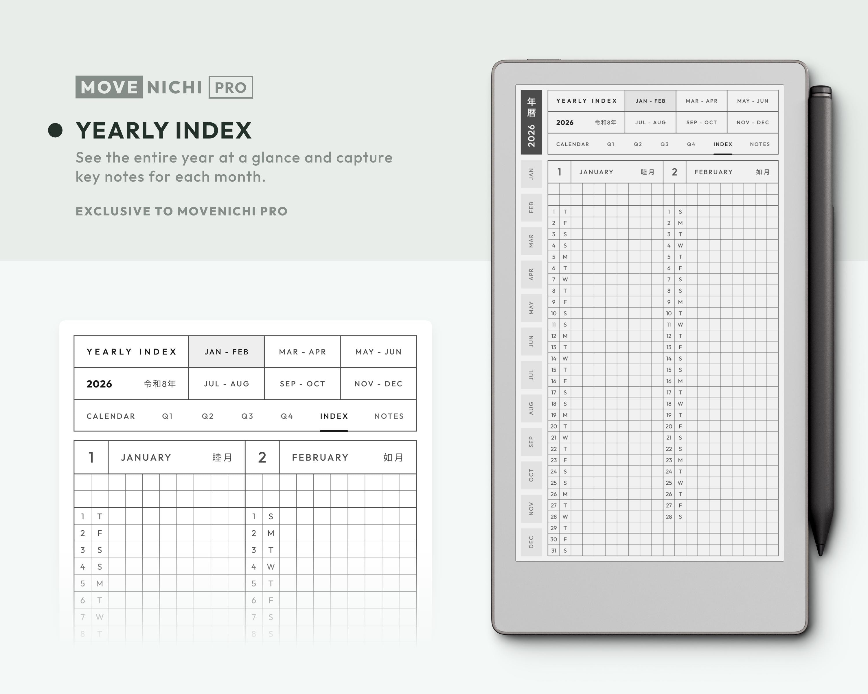 Digital Planner for Remarkable Paper Pro Move — Movenichi PRO 2026 ...