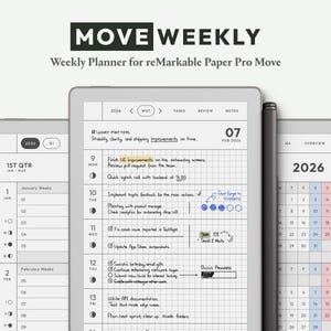 Weekplanner voor opmerkelijke Paper Pro Move: Moveweekly 2026 | Minimale pdf-planner met hyperlink