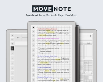 Notebook for reMarkable Paper Pro Move — Movenote | Hyperlinked Digital Notebook, Grid, Lined, Dotted, Blank, Cornell, Planner Templates