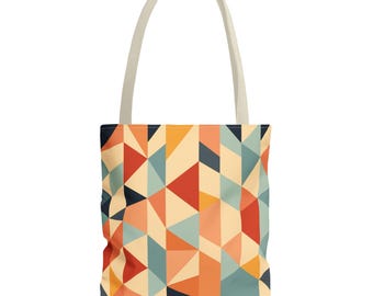 Colorful Geometric Tote Bag for Shopping, Beach Days, & Everyday Use, Stylish Eco-Friendly Bag, Gift for Her