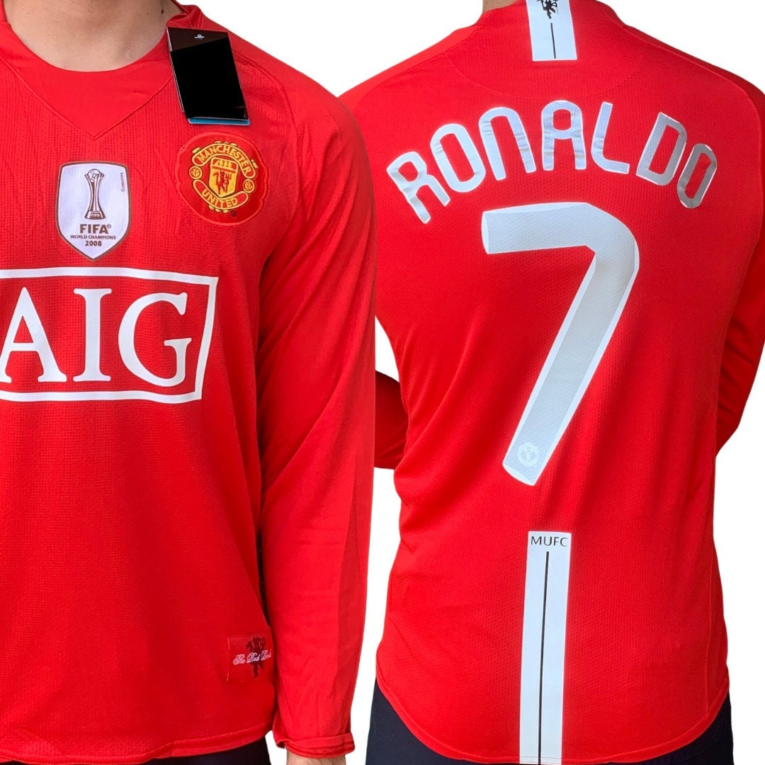 SoccerClearance Ronaldo #7 Retro Manchester United Long Sleeve Men's Soccer Jersey Clearance (Please Look at Description to Select Correct Size)