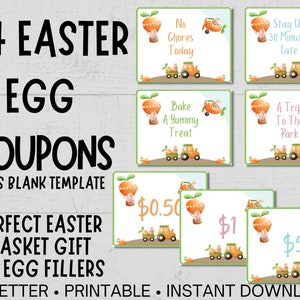 Printable Easter Egg Coupons, Easter Egg Filler, Easter Gift for Kids and Adults, Easter Egg Stuffers - Tokens For Easter Basket