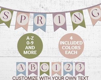 Custom Spring Time Banner Printable, Personalize Your Own Pennant, Printable DIY Easter Garland Party Decor