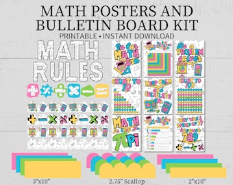 Math Bulletin Board Kit - Retro Math Classroom Decor, Math Posters & Bulletin Board Borders