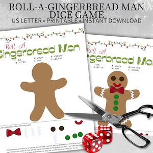 Printable Christmas Dice Game, Roll A Gingerbread Holiday Activity, Easy Kid Christmas Game, Classroom Christmas Counting, Easy Dice Game