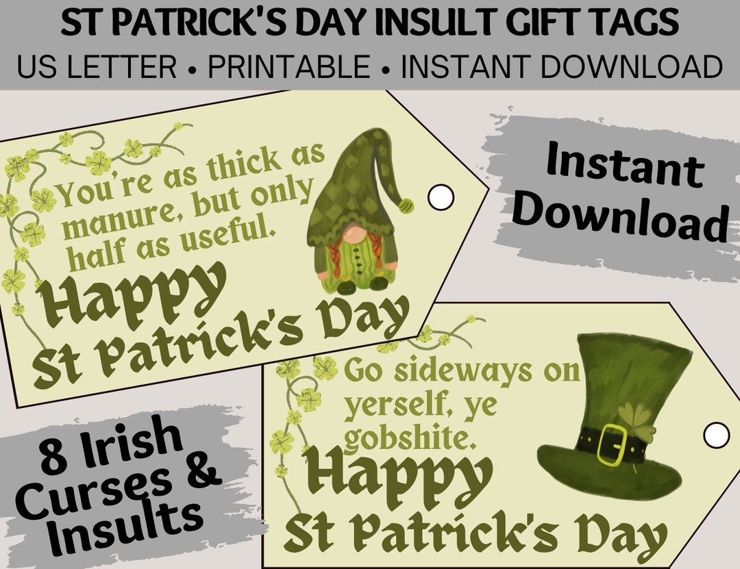 Funny St Patrick's Day Gift Tags, Printable St Patty's Gift for Teens